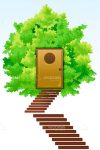 Abstract Illustrated Tree Home with Stairs